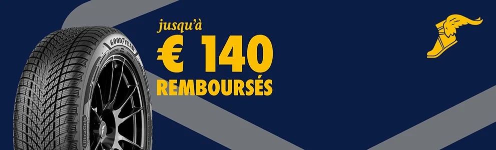 GOODYEAR D€AL D'HIVER: JUSQU'À 140 € DE REMBOURSEMENT À L'ACHAT DE PNEUS GOODYEAR, HIVER OU TOUTES SAISONS, au choix  