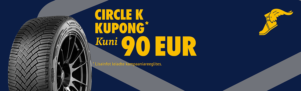 Omanda kuni 90 eurone CIRCLE K sooduskupong ostes Goodyeari talverehvide komplekt