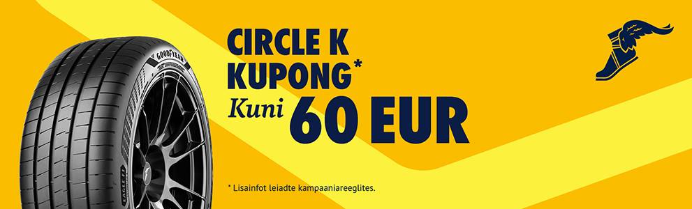 Omanda kuni 60 eurone CIRCLE K sooduskupong ostes Goodyeari suverehvide komplekt