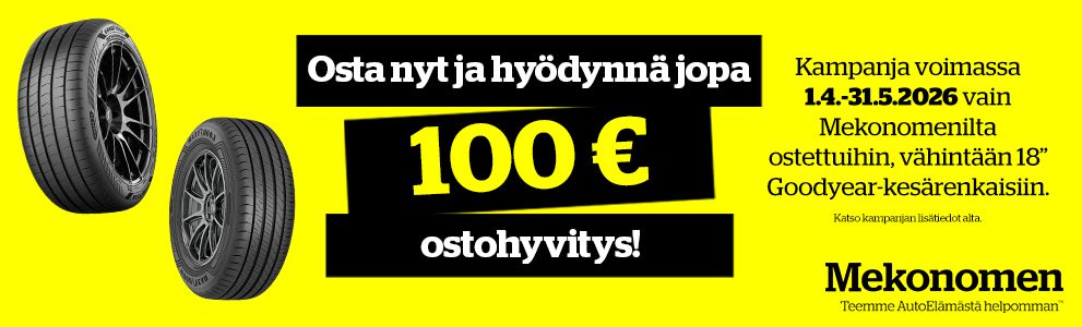 Osta sarja 18" tai sitä suurempia Goodyear kesärenkaita ja lunasta jopa 100€ hyvitys!