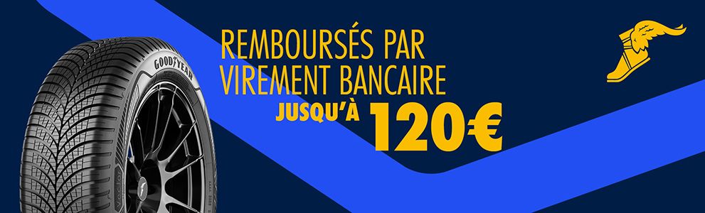 Jusqu'à 120€ remboursés pour l'achat de 4 pneus Goodyear ! 