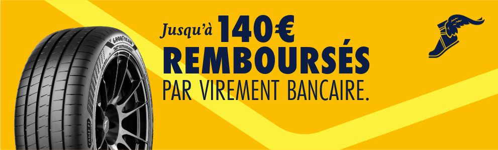 Jusqu'à 140€ remboursés pour l'achat de 4 pneus Goodyear été, toutes saisons ou hiver Goodyear ! 