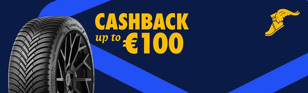 Get up to €100 cashback when you buy 2 or more Goodyear tyres 17" and above