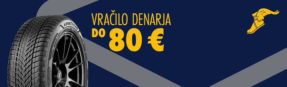 Prejmite vračilo denarja do 80 EUR pri nakupu seta zimskih ali celoletnih pnevmatik Goodyear