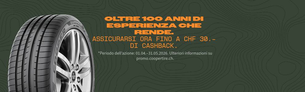 Si aggiudichi fino a CHF 30.– cashback all’acquisto di un treno di pneumatici estivi o 4-stagioni