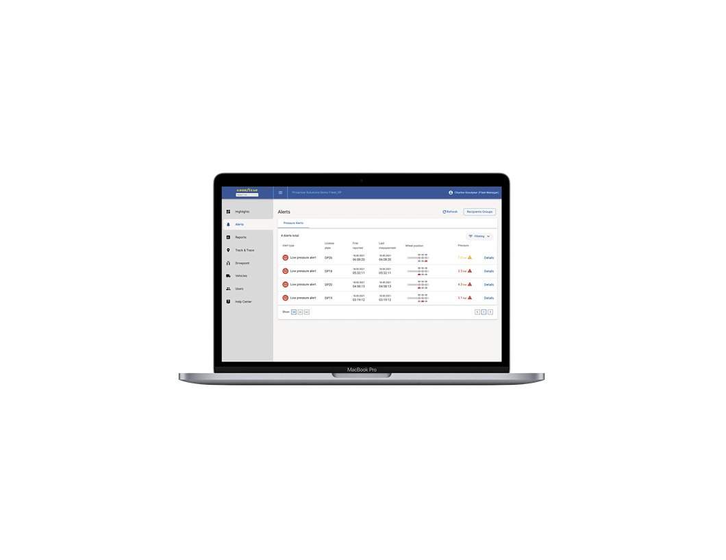 Goodyear FleetHub Web (Web Platform) screenshot