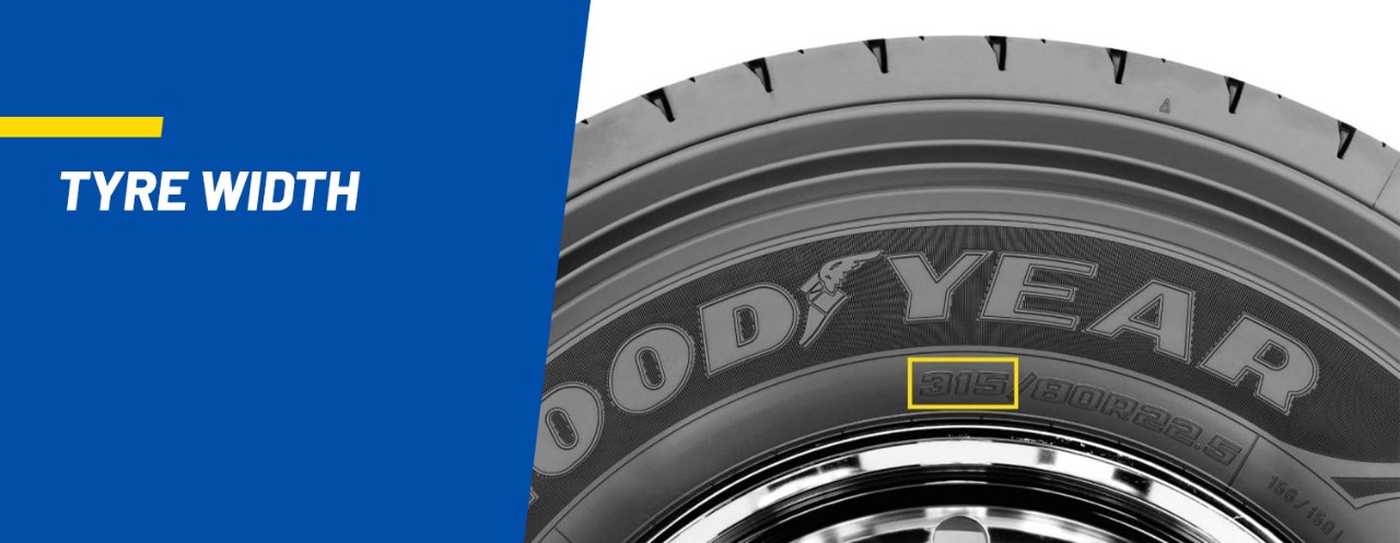 Goodyear tyre width marking