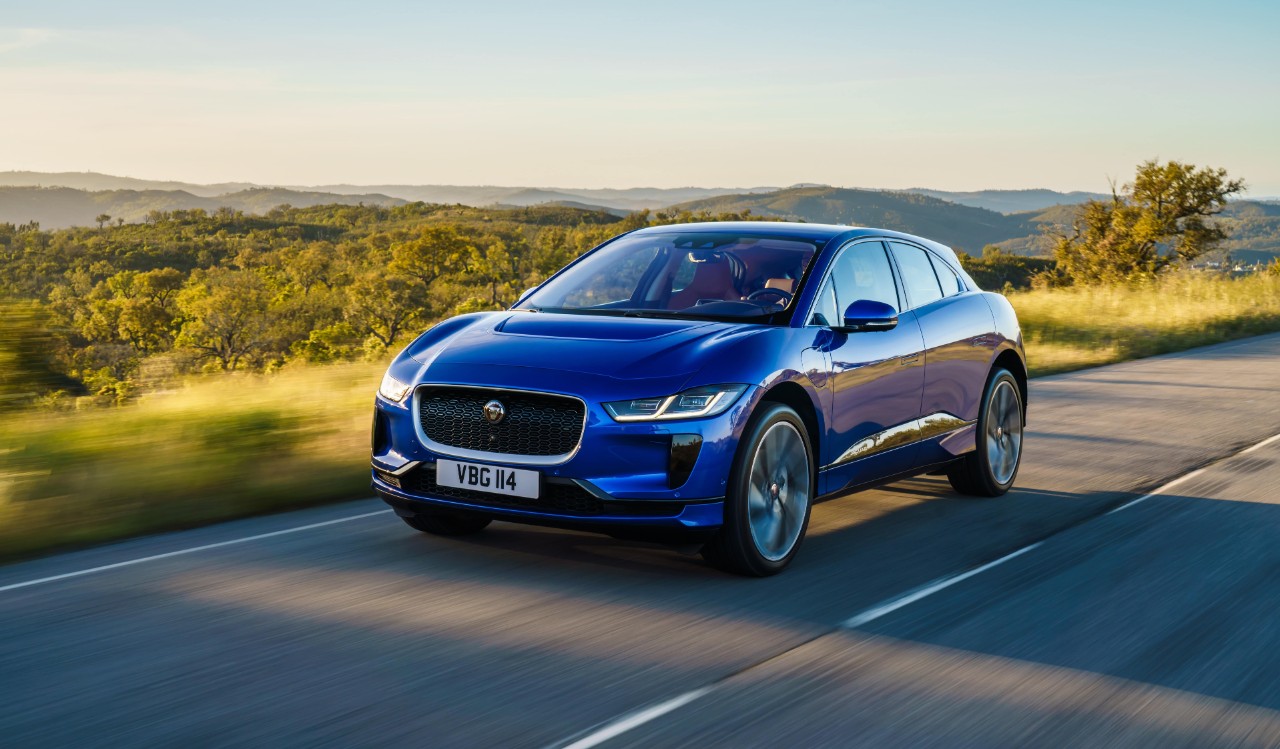Red Jaguar I-Pace with Goodyear Tyres as OE at testing event