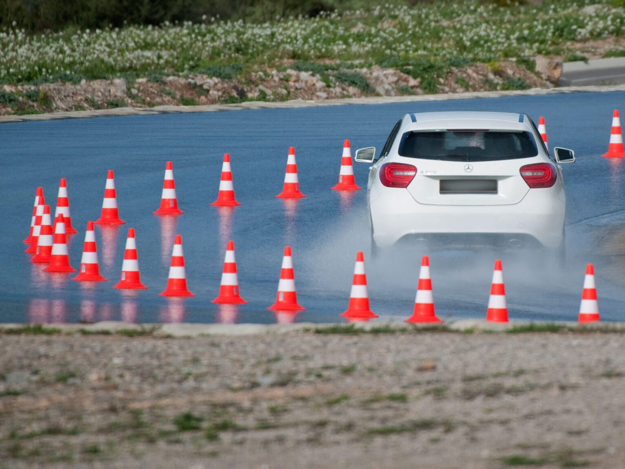 Mercedes A Class driving in wet conditions with Goodyear tyres