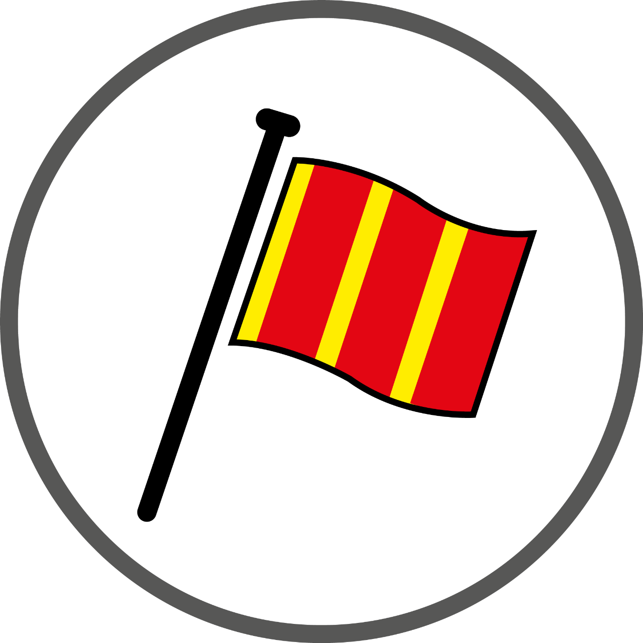 Red and yellow track day flag icon