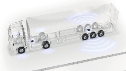 TPMS-järjestelmällä varustettu kuorma-auto 