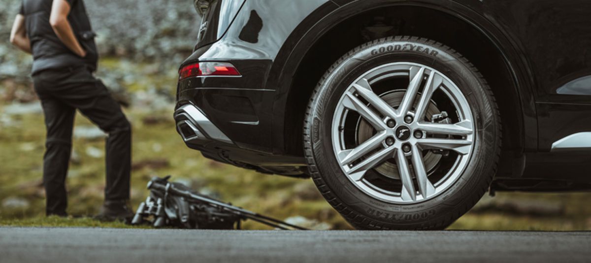 Goodyear tyre on road